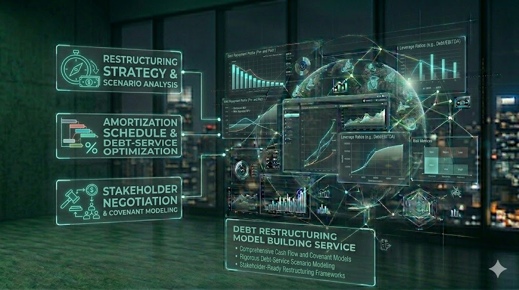 Debt restructuring financial model with repayment schedule and cash flow impact analysis